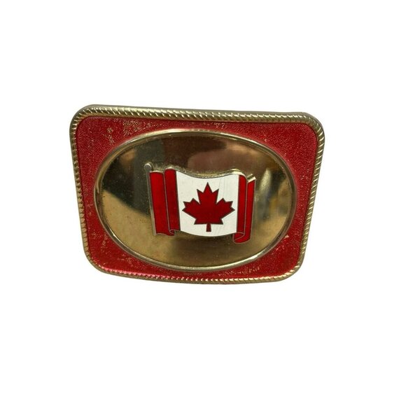 Canada Flag Belt Buckle Canadian Maple Leaf Design Metal - Picture 1 of 6